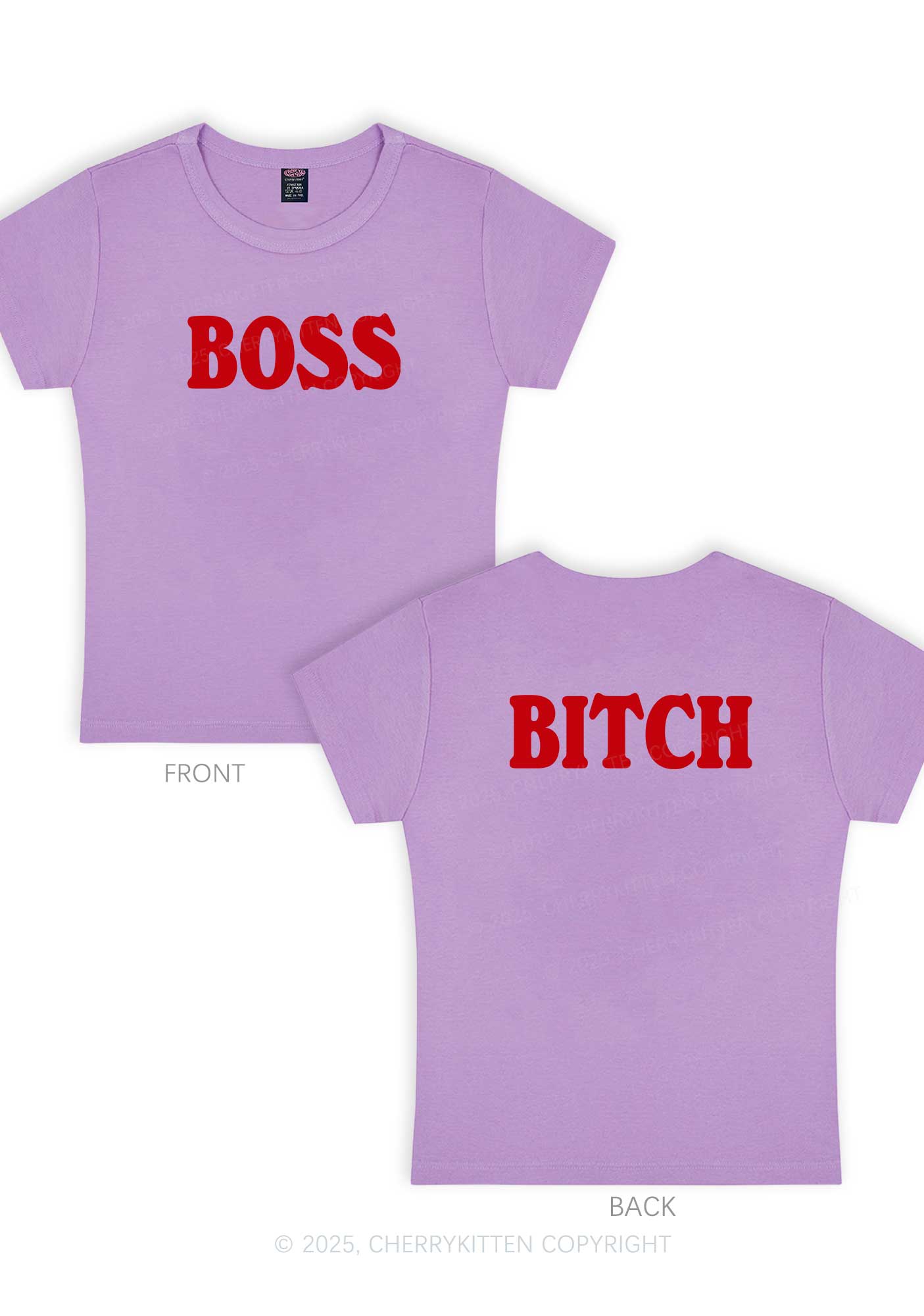 Boss Bixxh Two Sides Y2K Baby Tee Cherrykitten