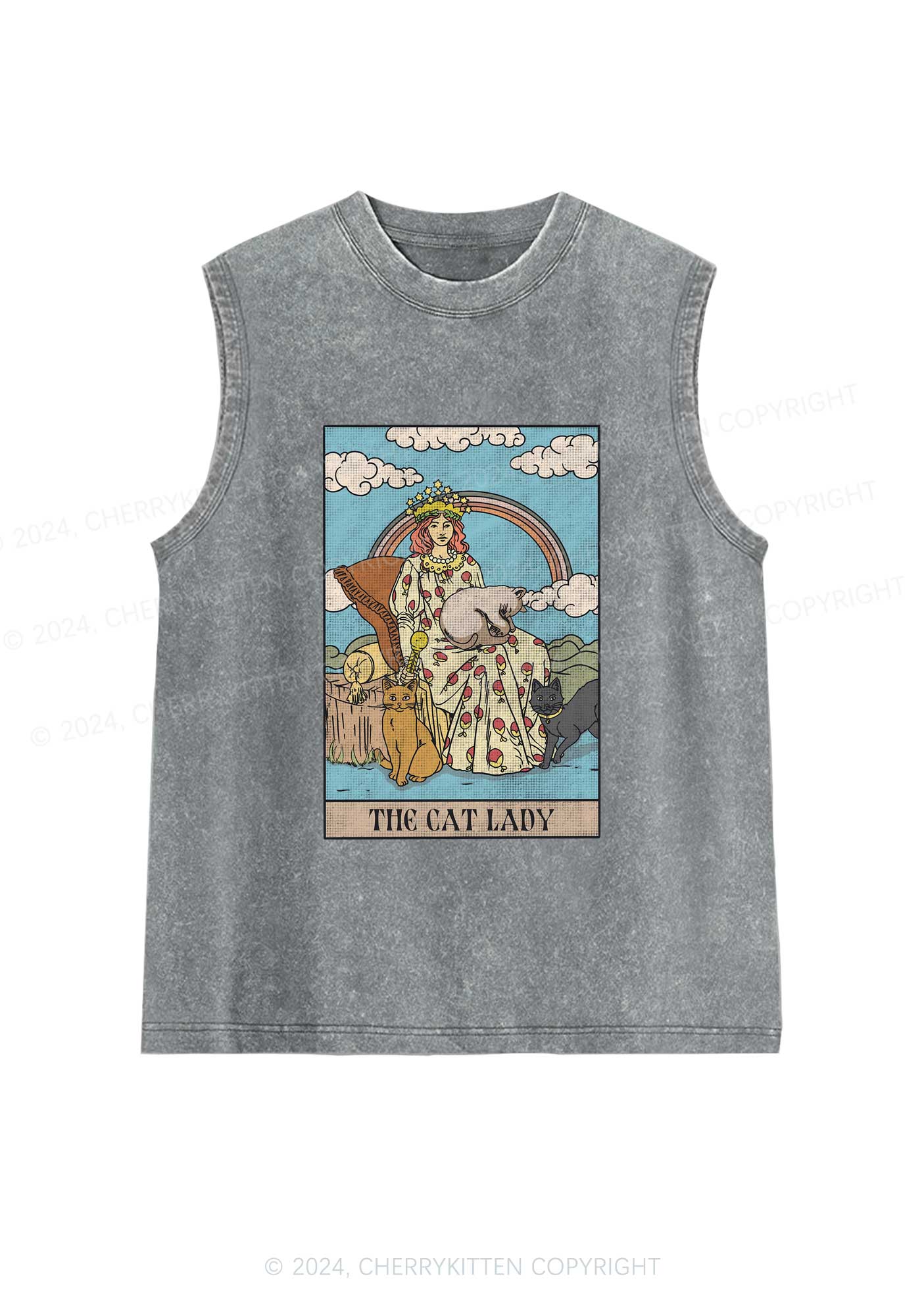 The Cat Lady Y2K Washed Tank Cherrykitten