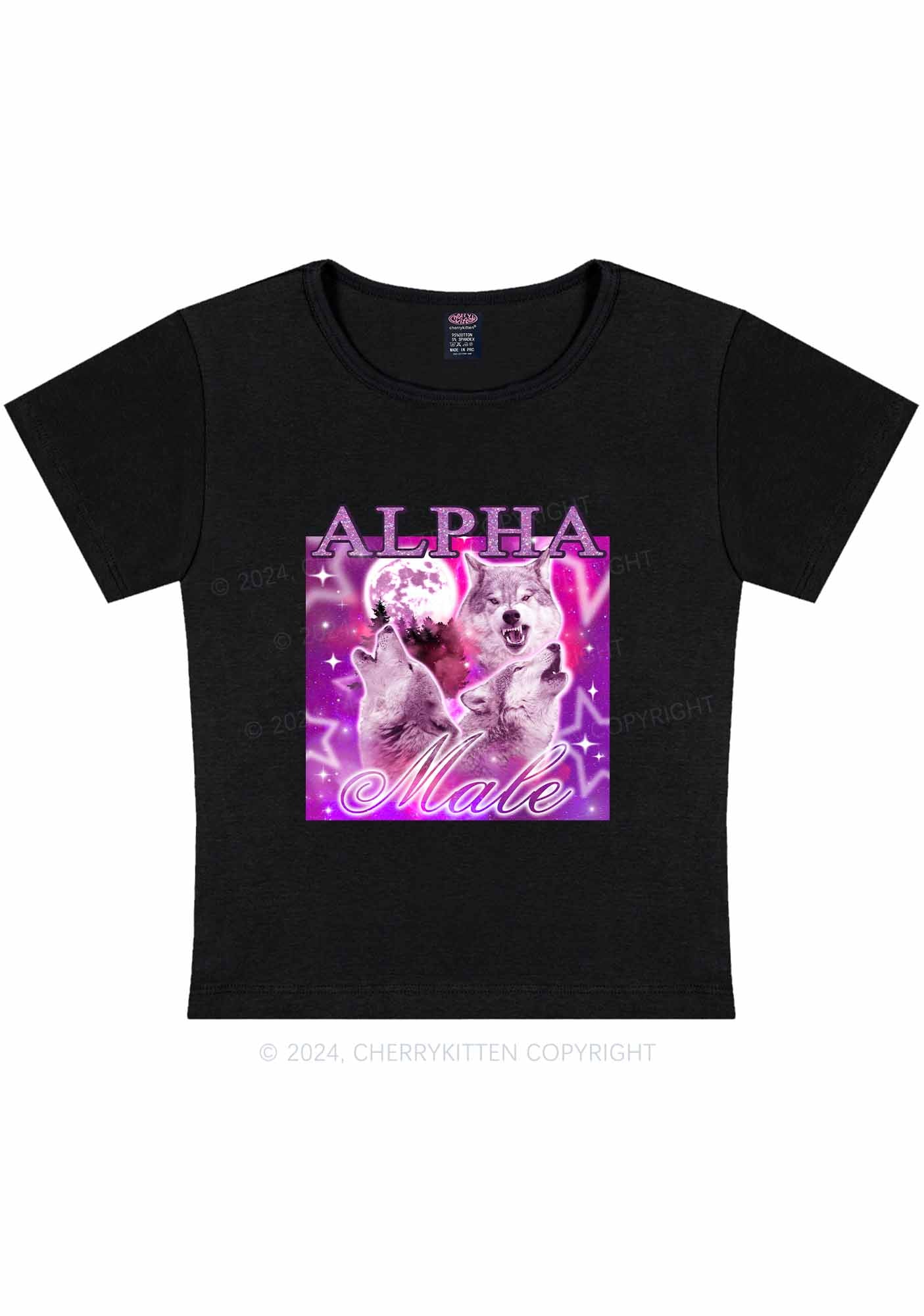 Alpha Male Wolf Y2K Baby Tee Cherrykitten