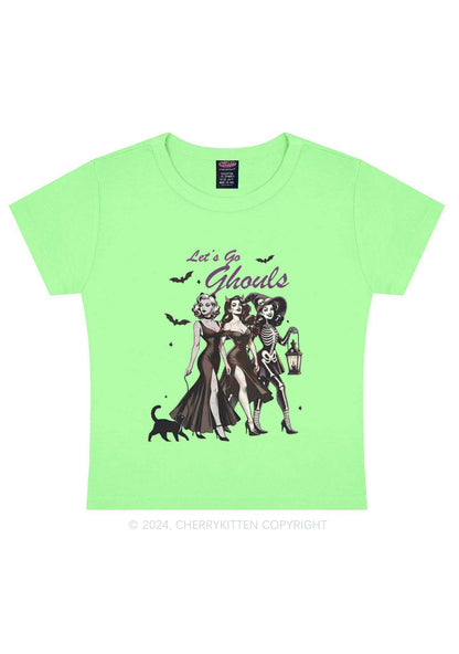 Halloween Girl Lets Go Ghouls Y2K Baby Tee Cherrykitten