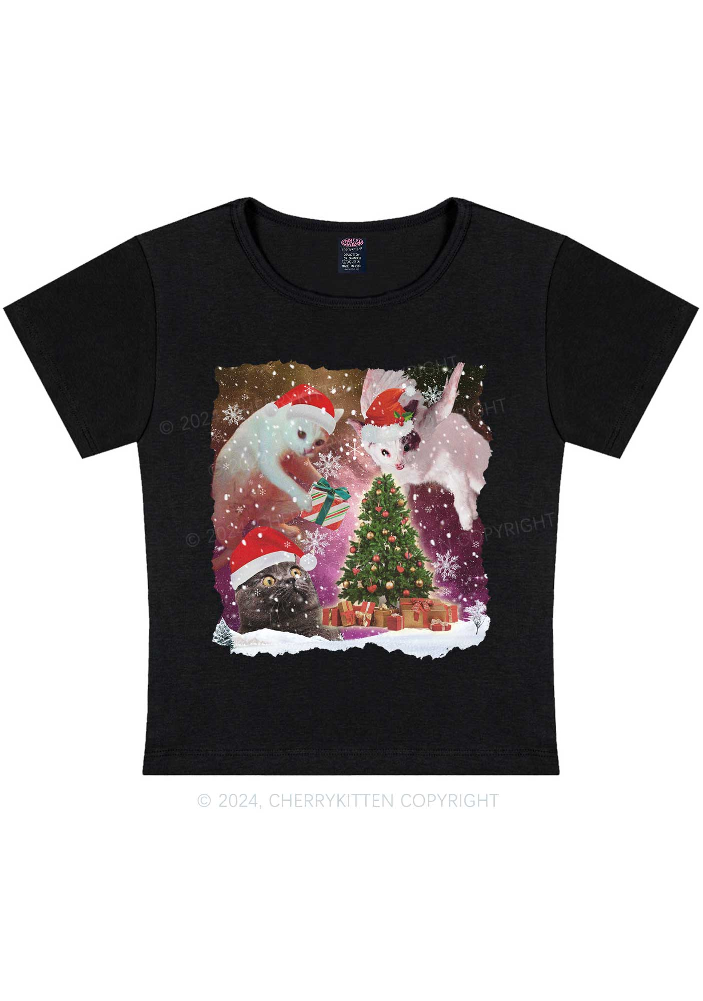 Christmas Cats Gift Y2K Baby Tee Cherrykitten