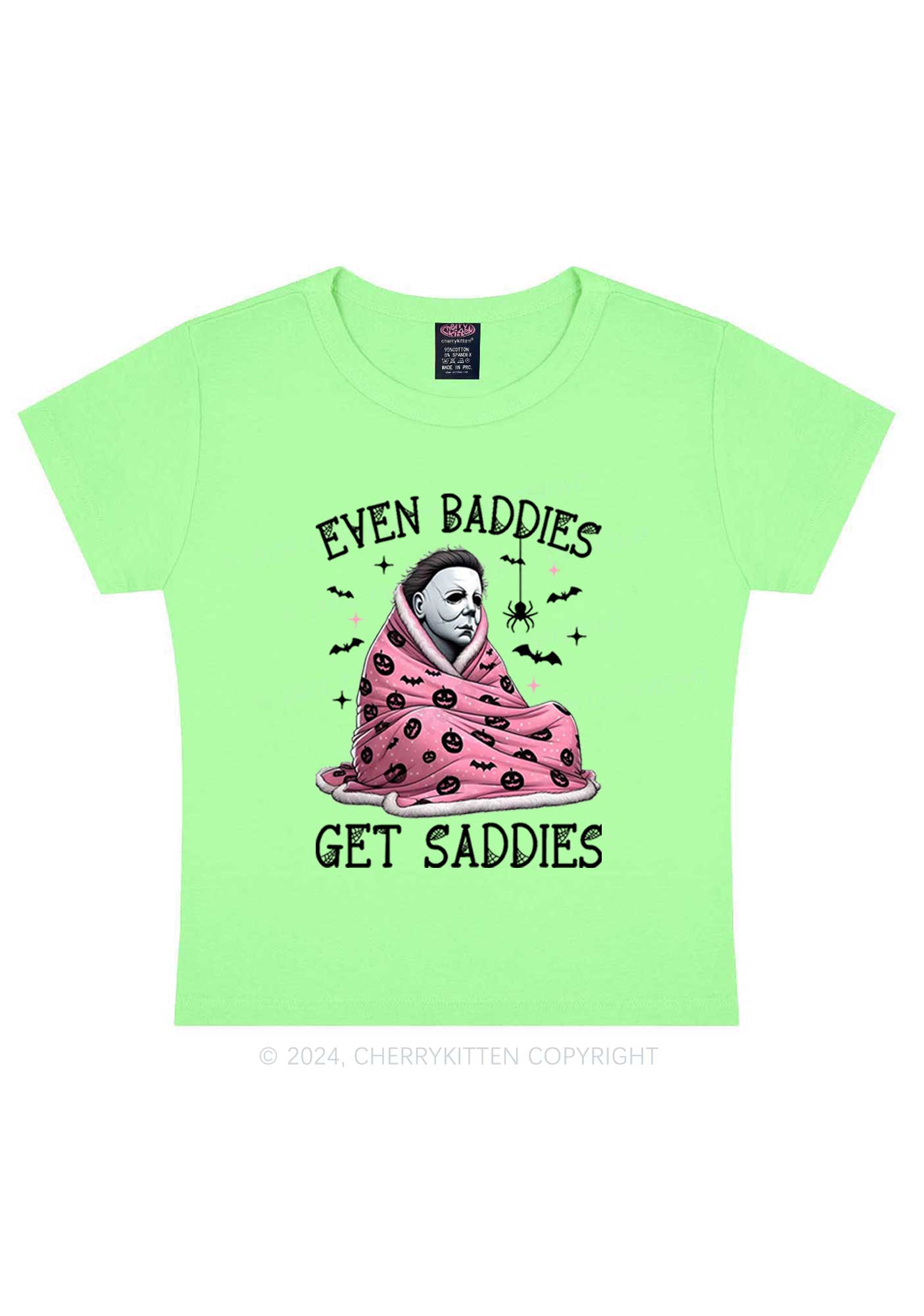 Halloween Baddies Get Saddies Y2K Baby Tee Cherrykitten