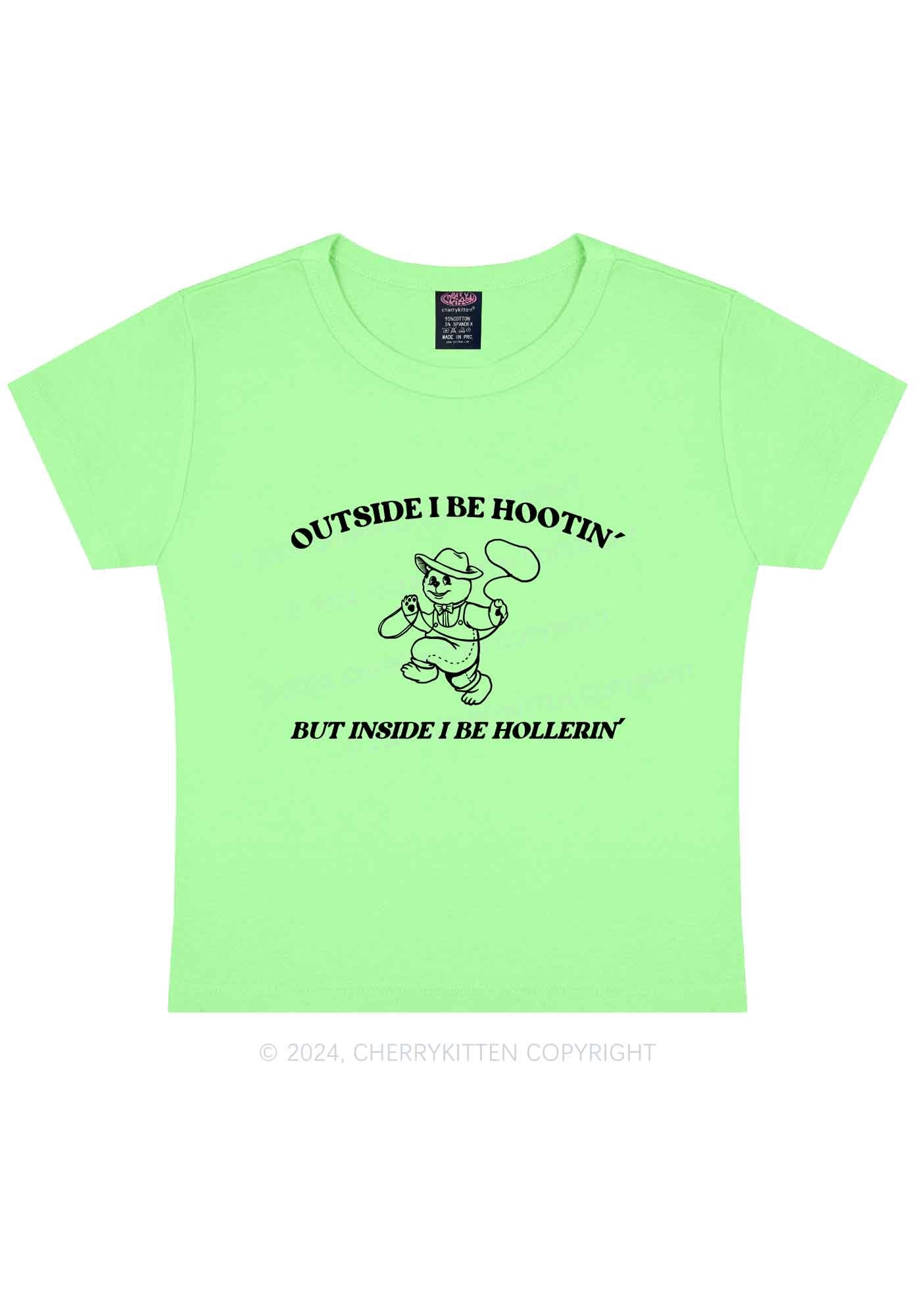 Outside I Be Hootin' Y2K Baby Tee Cherrykitten