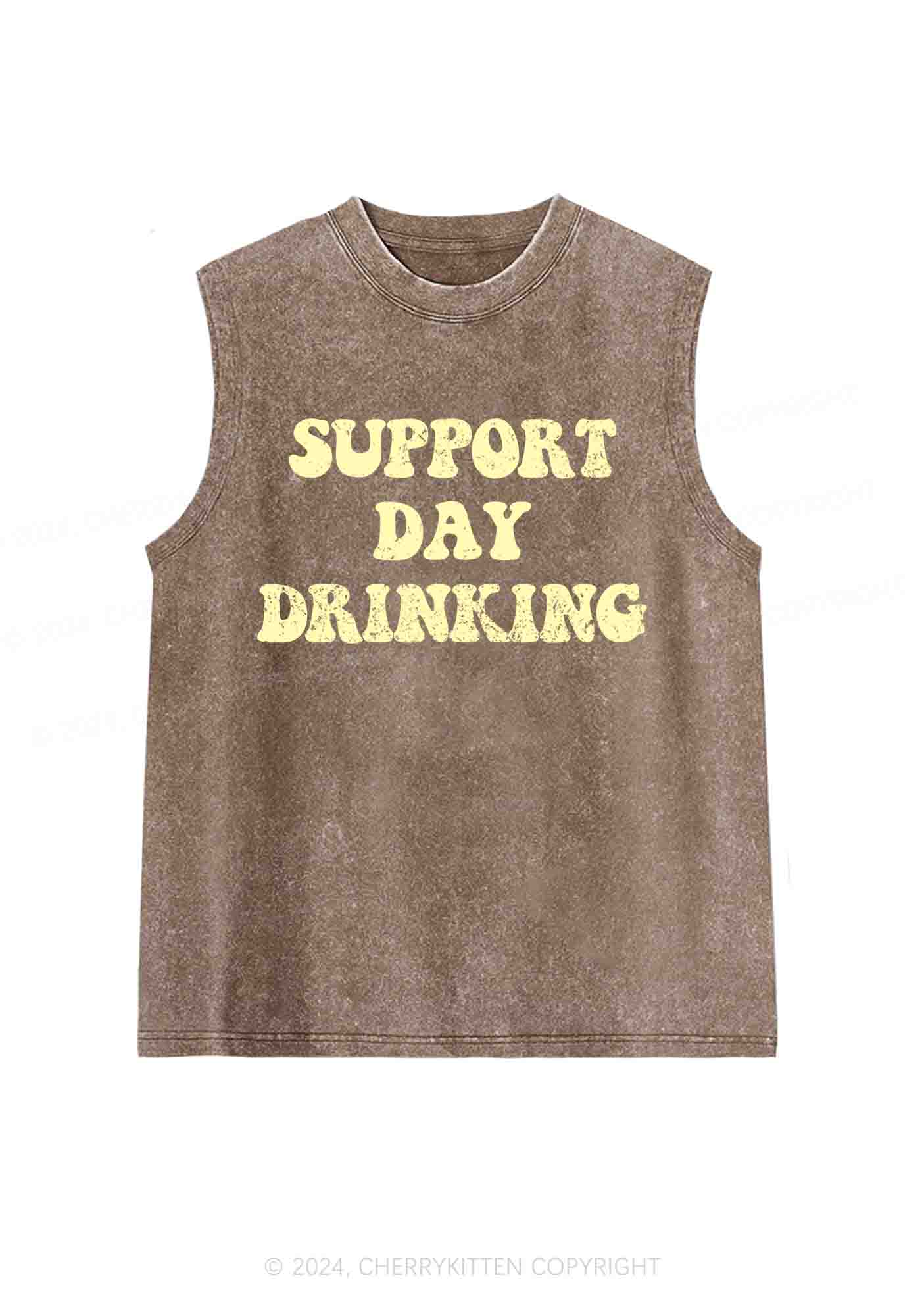 Support Day Drinking Y2K Washed Tank Cherrykitten