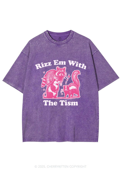 Rizz Em The Tism Y2K Washed Tee Cherrykitten