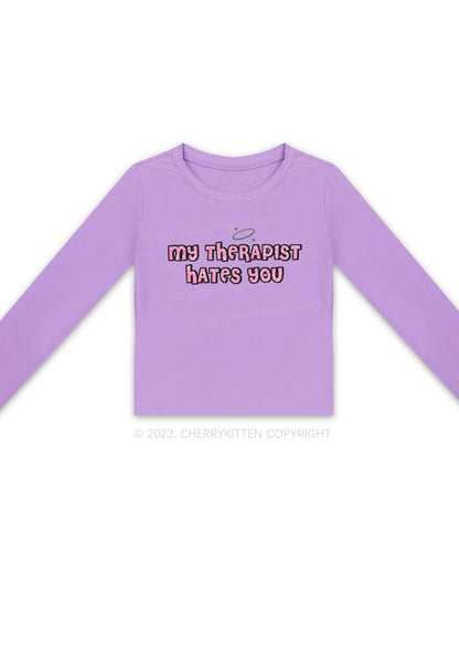 My Therapist Hates You Halo Long Sleeve Crop Top Cherrykitten