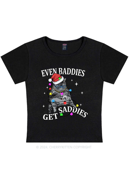 Christmas Baddie Cat Y2K Baby Tee Cherrykitten