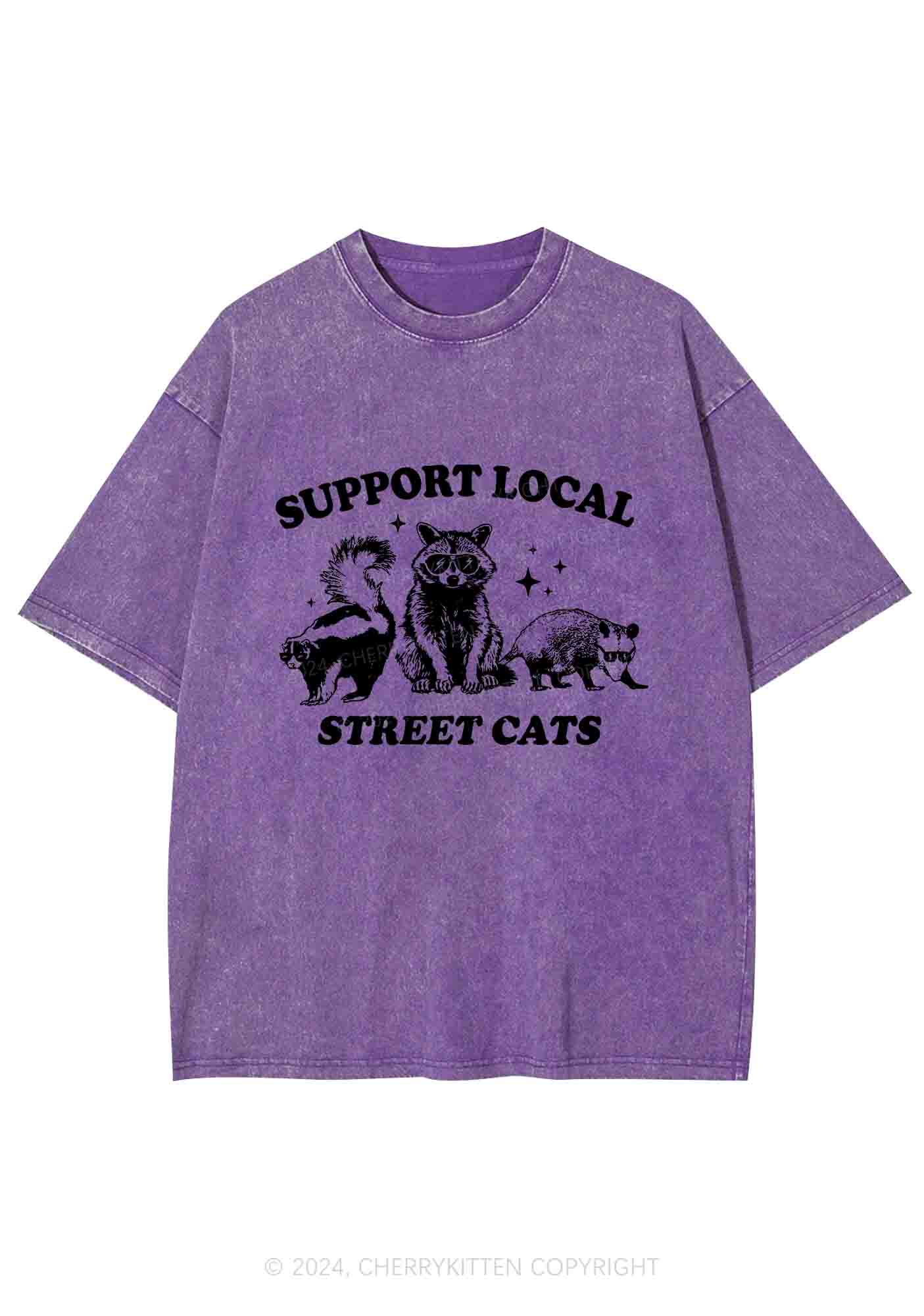 Support Local Street Cats Y2K Washed Tee Cherrykitten