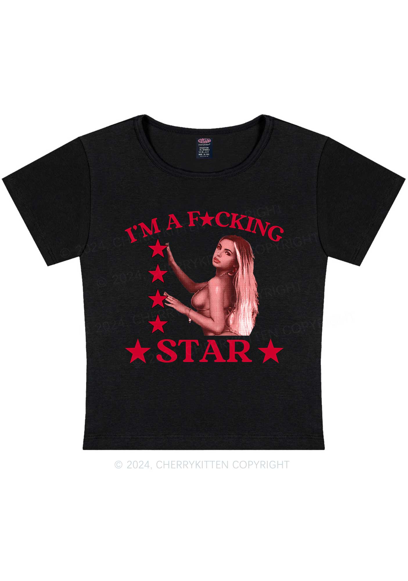 Custom Portrait Fxxking Star Y2K Baby Tee Cherrykitten