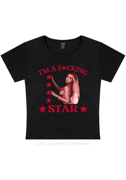 Custom Portrait Fxxking Star Y2K Baby Tee Cherrykitten