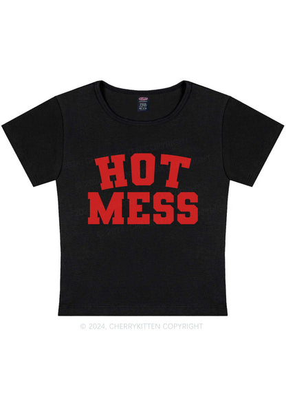 Hot Mess Y2K Baby Tee Cherrykitten