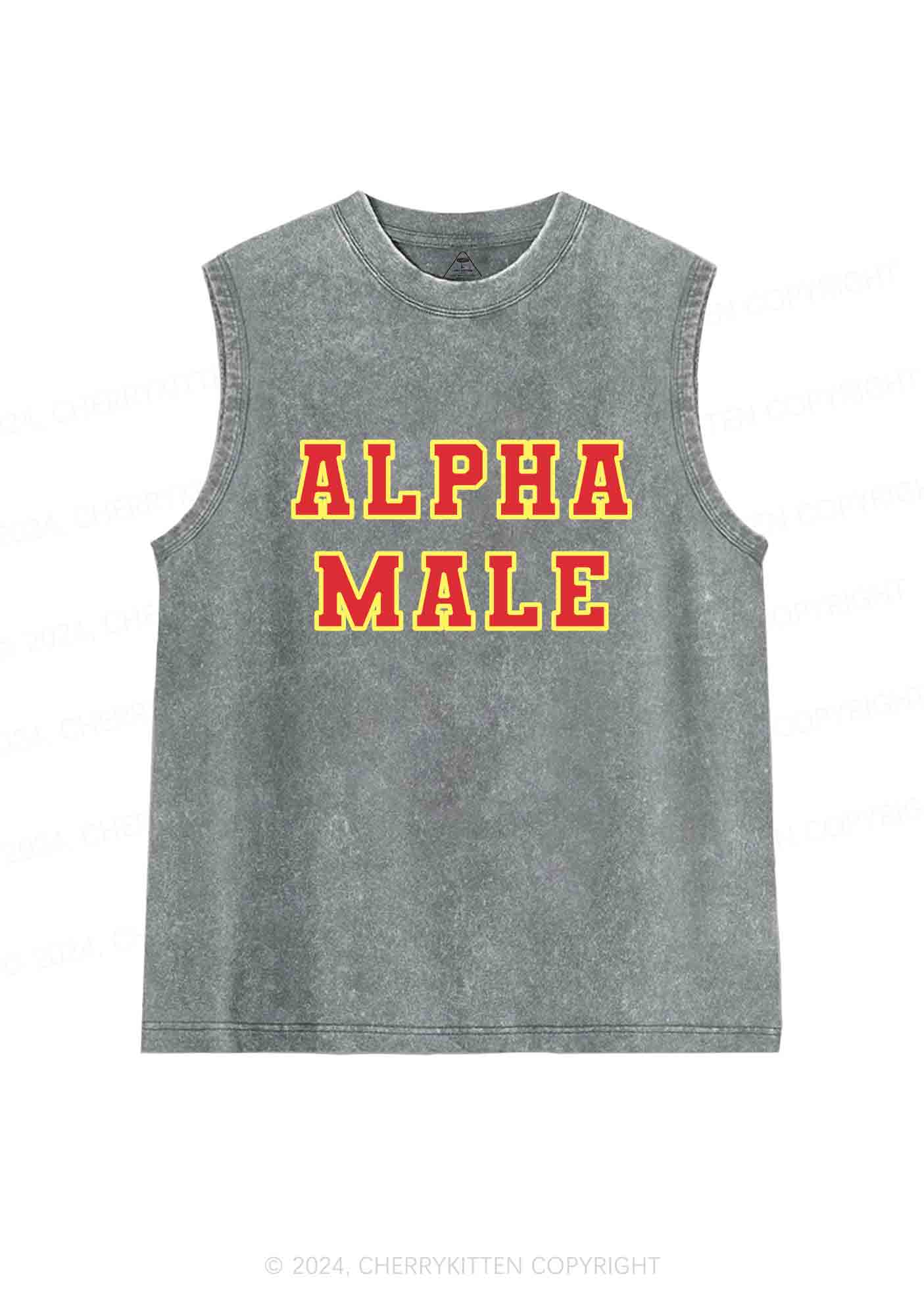 Red Alpha Male Y2K Washed Tank Cherrykitten