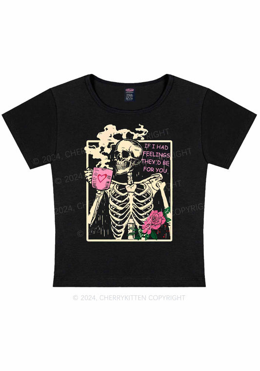 Skeleton Had Feelings Y2K Valentine's Day Baby Tee Cherrykitten