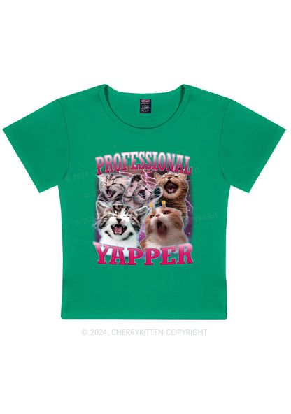 Professional Yapper Cat Y2K Baby Tee Cherrykitten