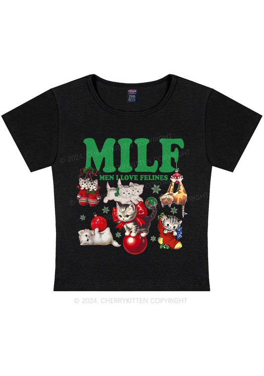 Christmas Cat Mxxf Y2K Baby Tee Cherrykitten