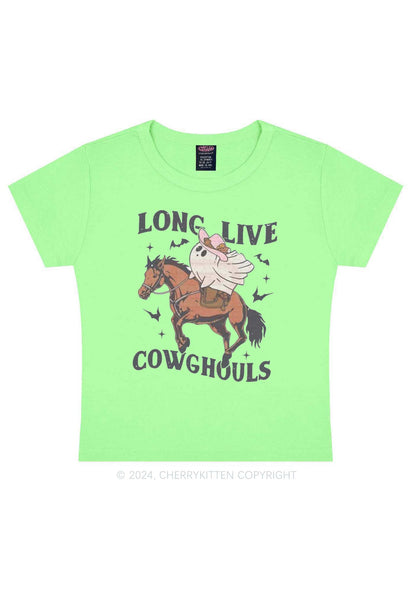 Halloween Long Live Cowghouls Y2K Baby Tee Cherrykitten