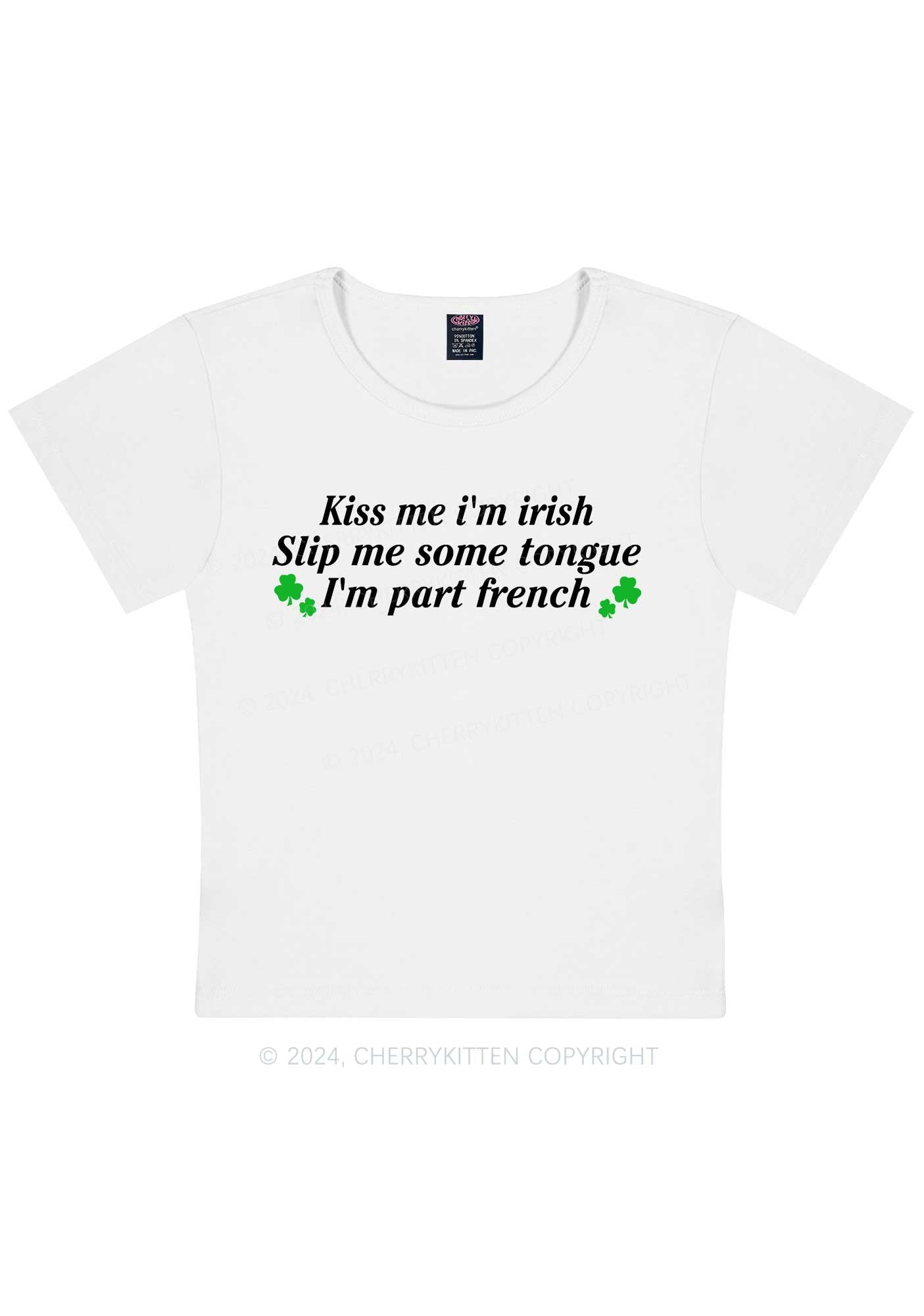 Im Part French St Patricks Y2K Baby Tee Cherrykitten