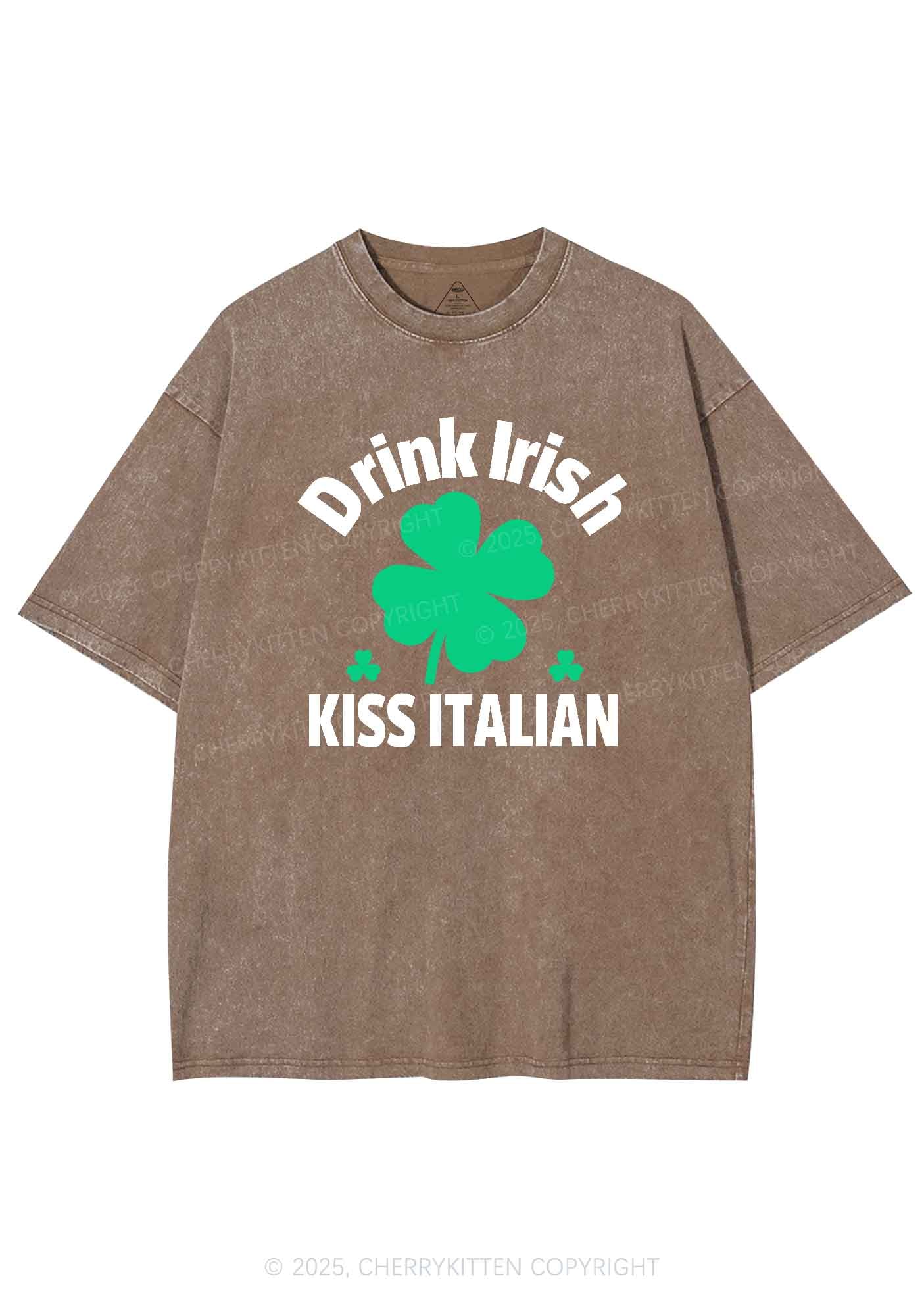 Drink Irish Kiss Italian St Patricks Y2K Washed Tee Cherrykitten