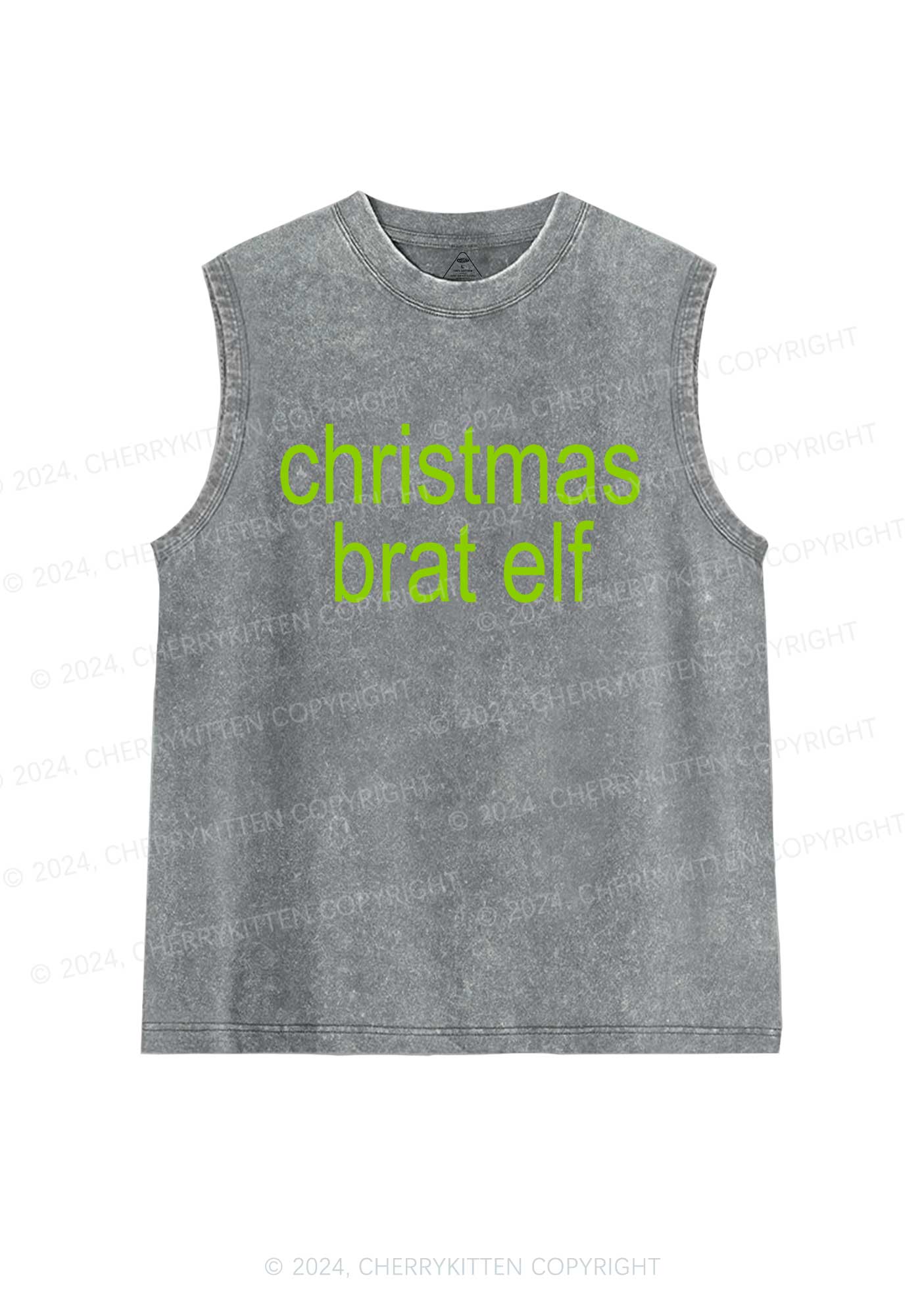 Christmas Brat Elf Y2K Washed Tank Cherrykitten