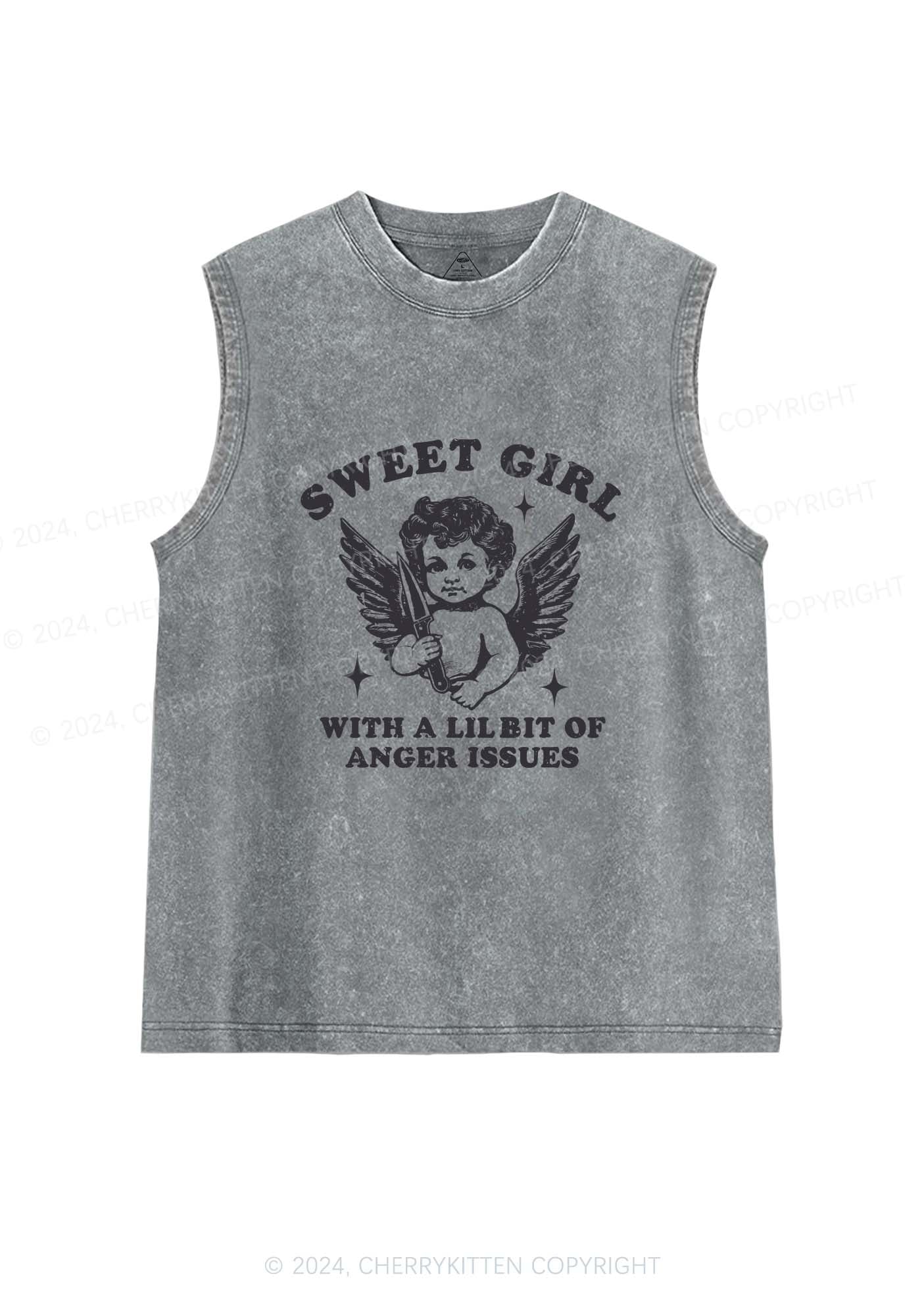 Sweet Girl With Anger Issues Y2K Washed Tank Cherrykitten