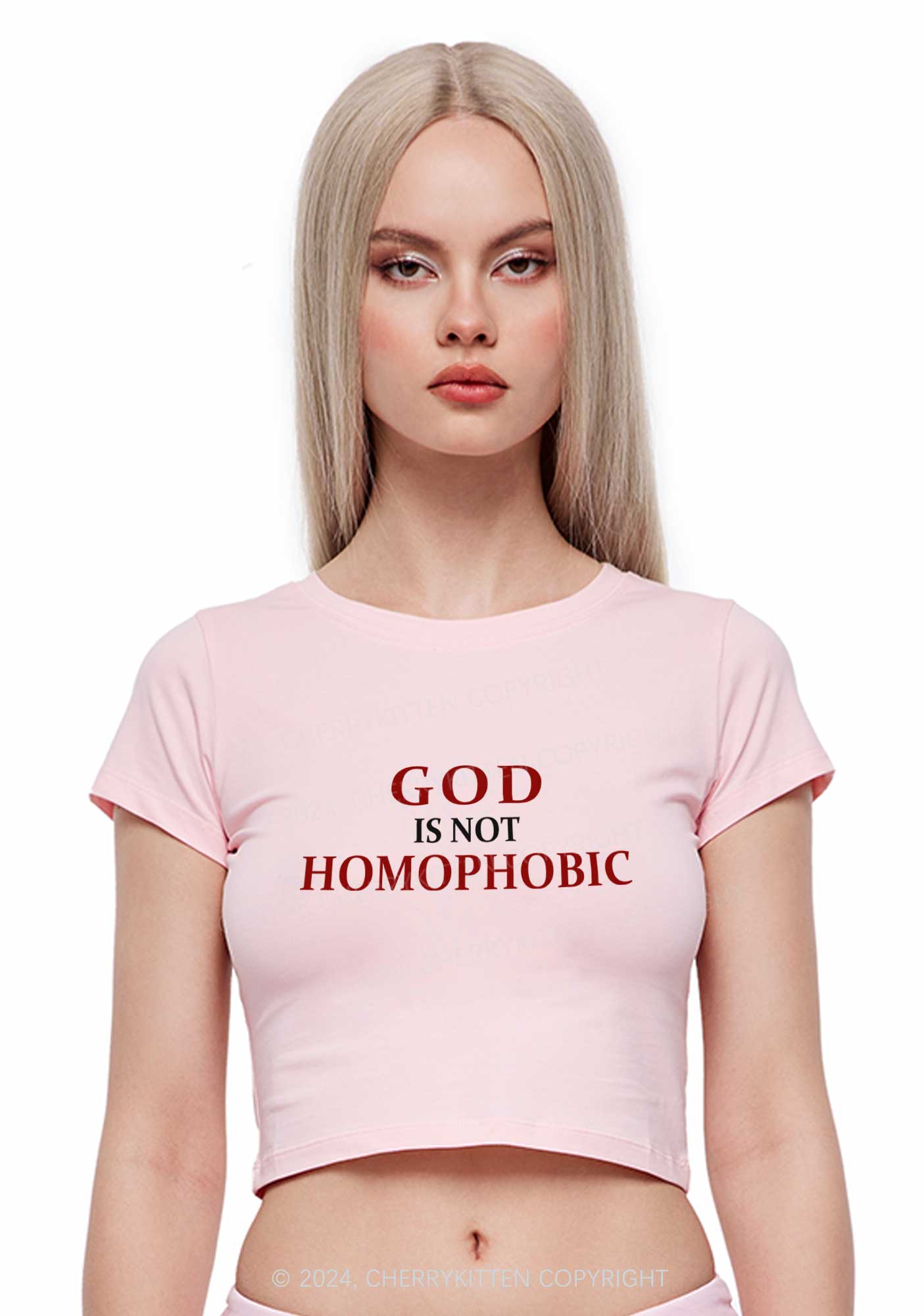 God Is Not Homophobic Y2K Baby Tee Cherrykitten