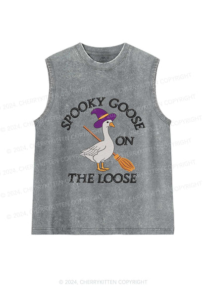 Halloween Spooky Goose Y2K Washed Tank Cherrykitten