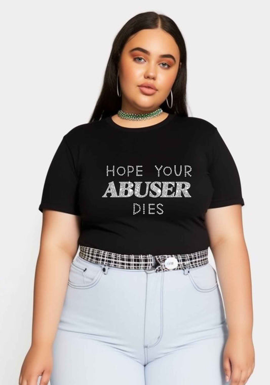 Curvy Hope Your Abuser Dies Y2K Baby Tee Cherrykitten