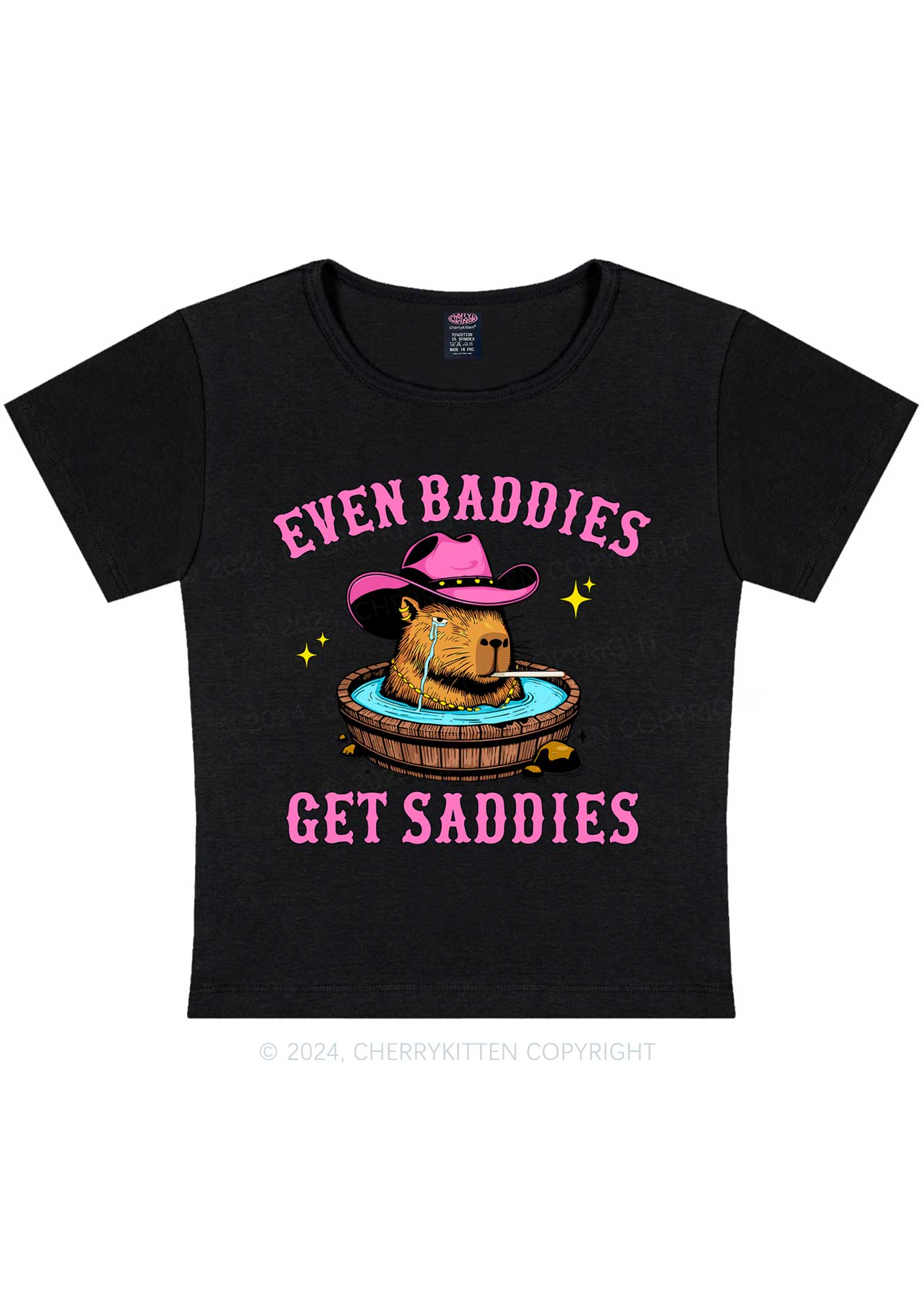 Capybara Get Saddies Y2K Baby Tee Cherrykitten