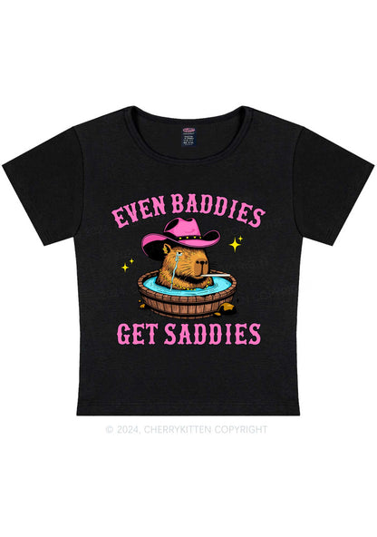 Capybara Get Saddies Y2K Baby Tee Cherrykitten