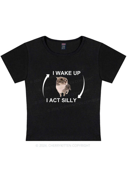 Wake Up Act Silly Y2K Baby Tee Cherrykitten