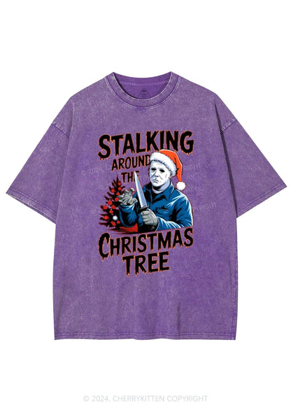 Stalking Around Christmas Tree Y2K Washed Tee Cherrykitten