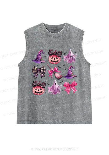 Halloween Pumpkin With Bows Y2K Washed Tank Cherrykitten