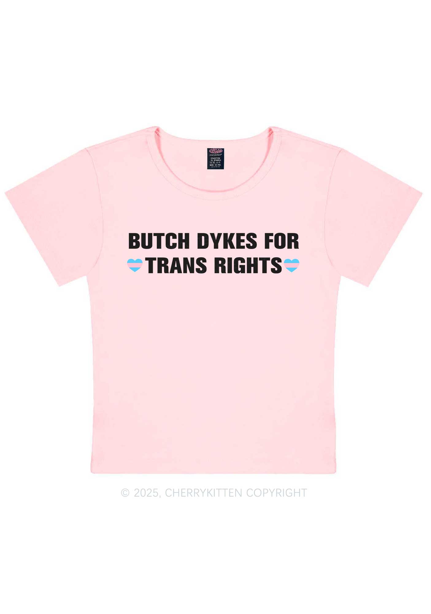 Butch Dykes For Trans Rights Y2K Baby Tee Cherrykitten