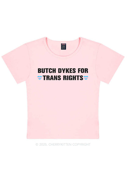 Butch Dykes For Trans Rights Y2K Baby Tee Cherrykitten