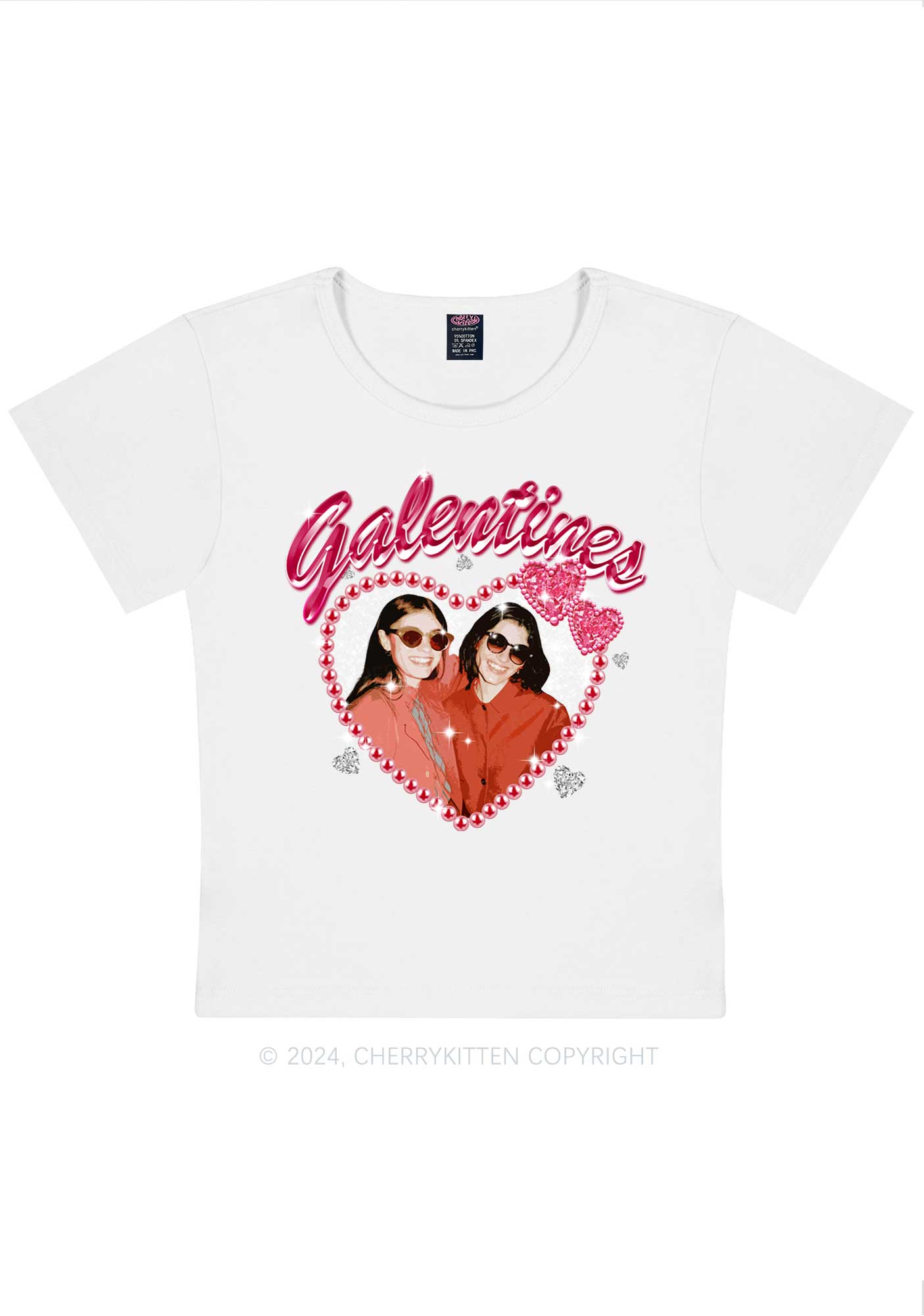 Custom Galentines Photo Y2K Valentine's Day Baby Tee Cherrykitten