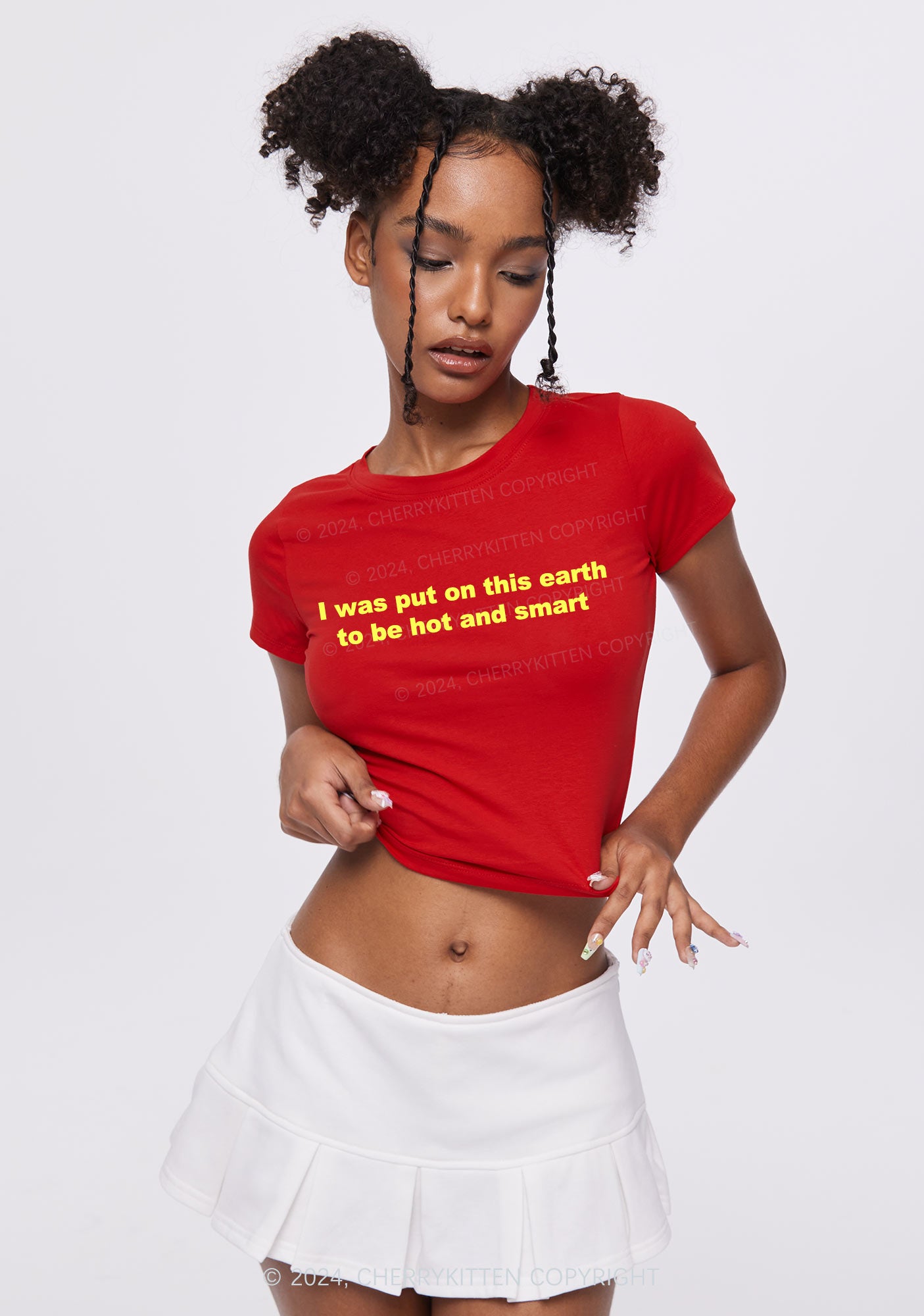 Hot And Smart Y2K Baby Tee Cherrykitten