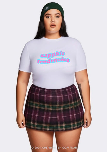 Curvy Sapphic Tendencies Y2K Baby Tee Cherrykitten