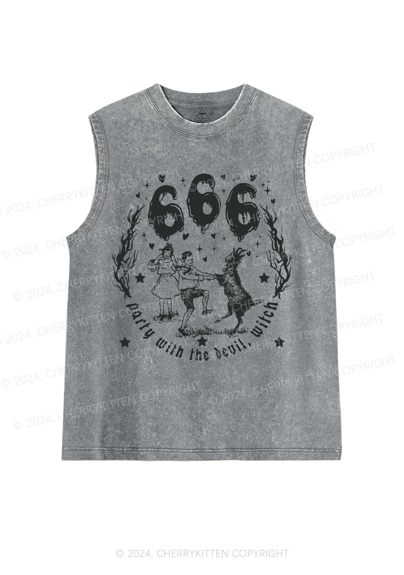 Halloween Devil Witch Y2K Washed Tank Cherrykitten