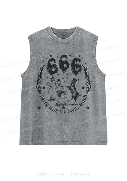 Halloween Devil Witch Y2K Washed Tank Cherrykitten