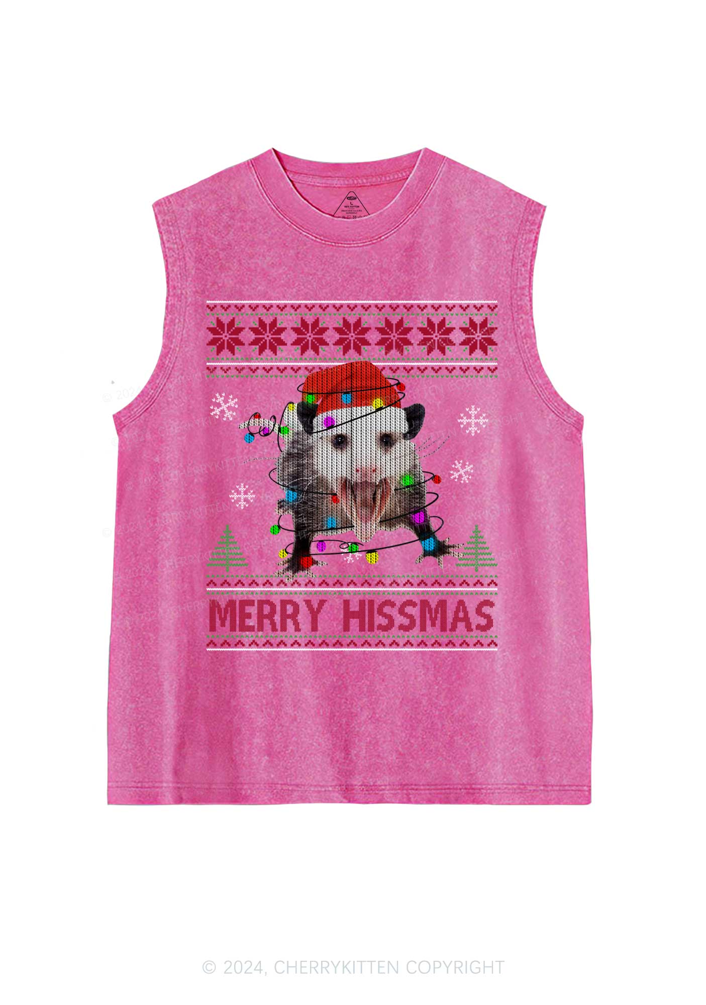 Christmas Merry Hissmas Y2K Washed Tank Cherrykitten