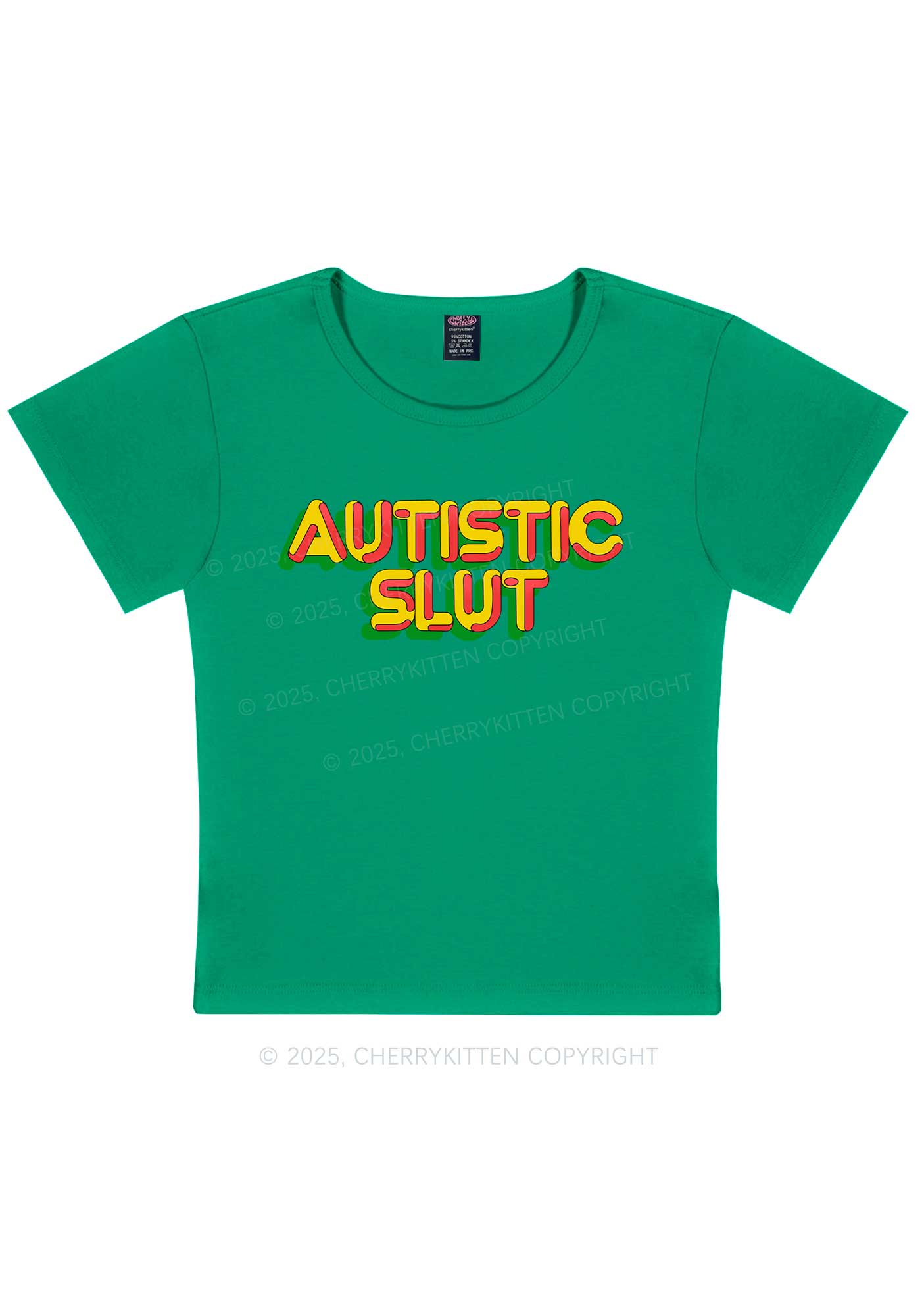 Autistic Slxt Y2K Baby Tee Cherrykitten