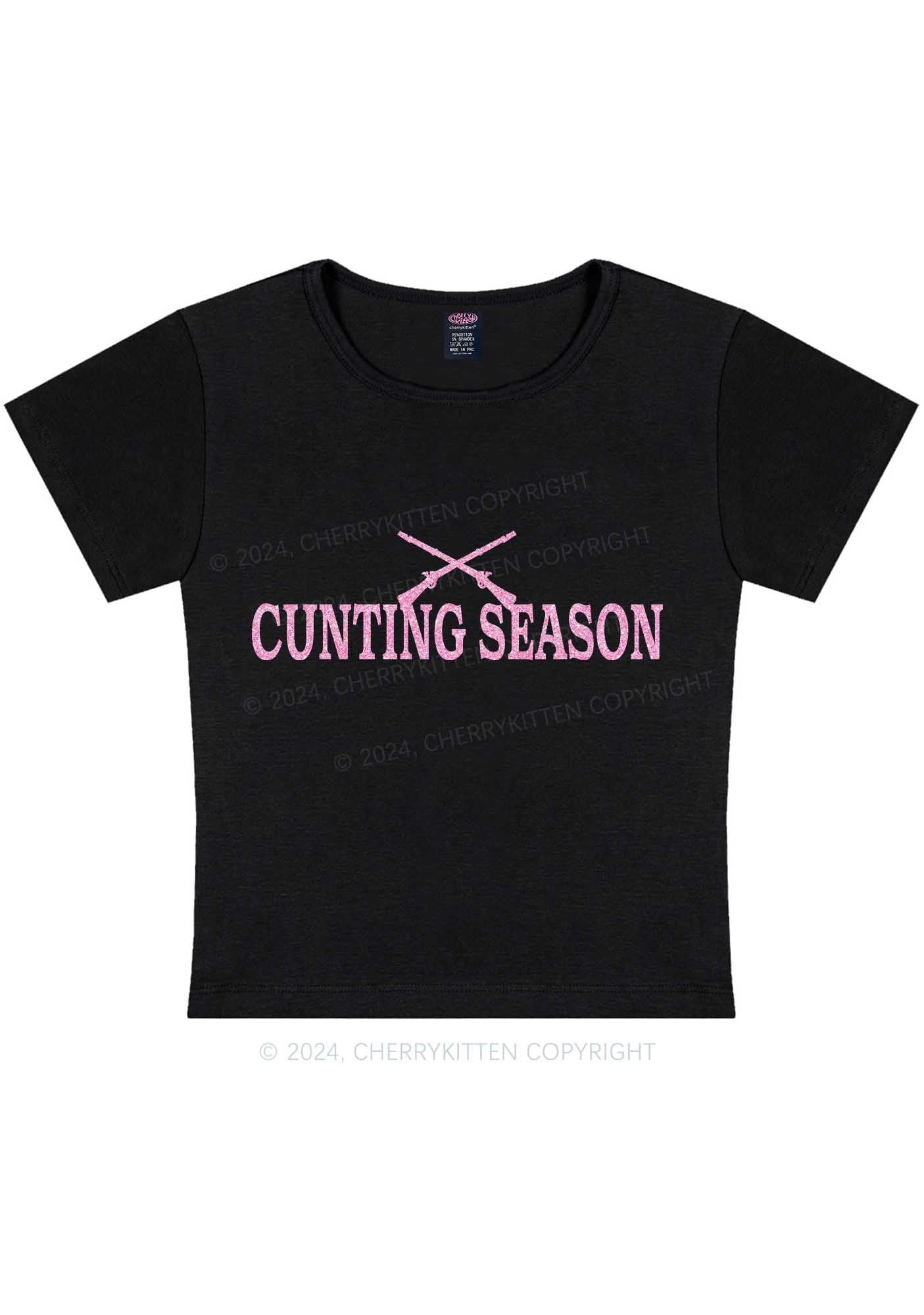 Pink Cxxting Season Y2K Baby Tee Cherrykitten