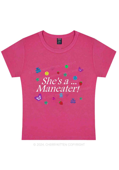 Curvy She's A Maneater Y2K Baby Tee Cherrykitten