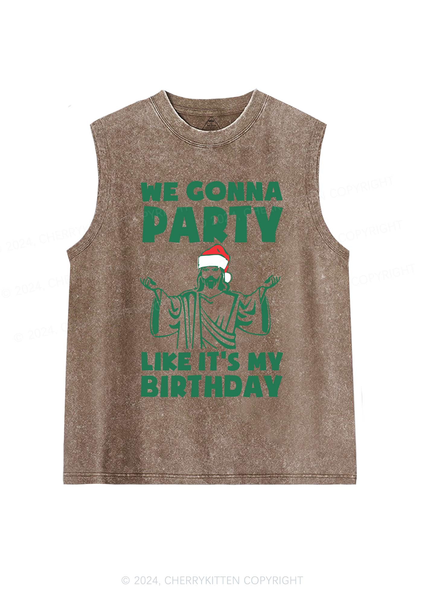 Christmas We Gonna Party Y2K Washed Tank Cherrykitten