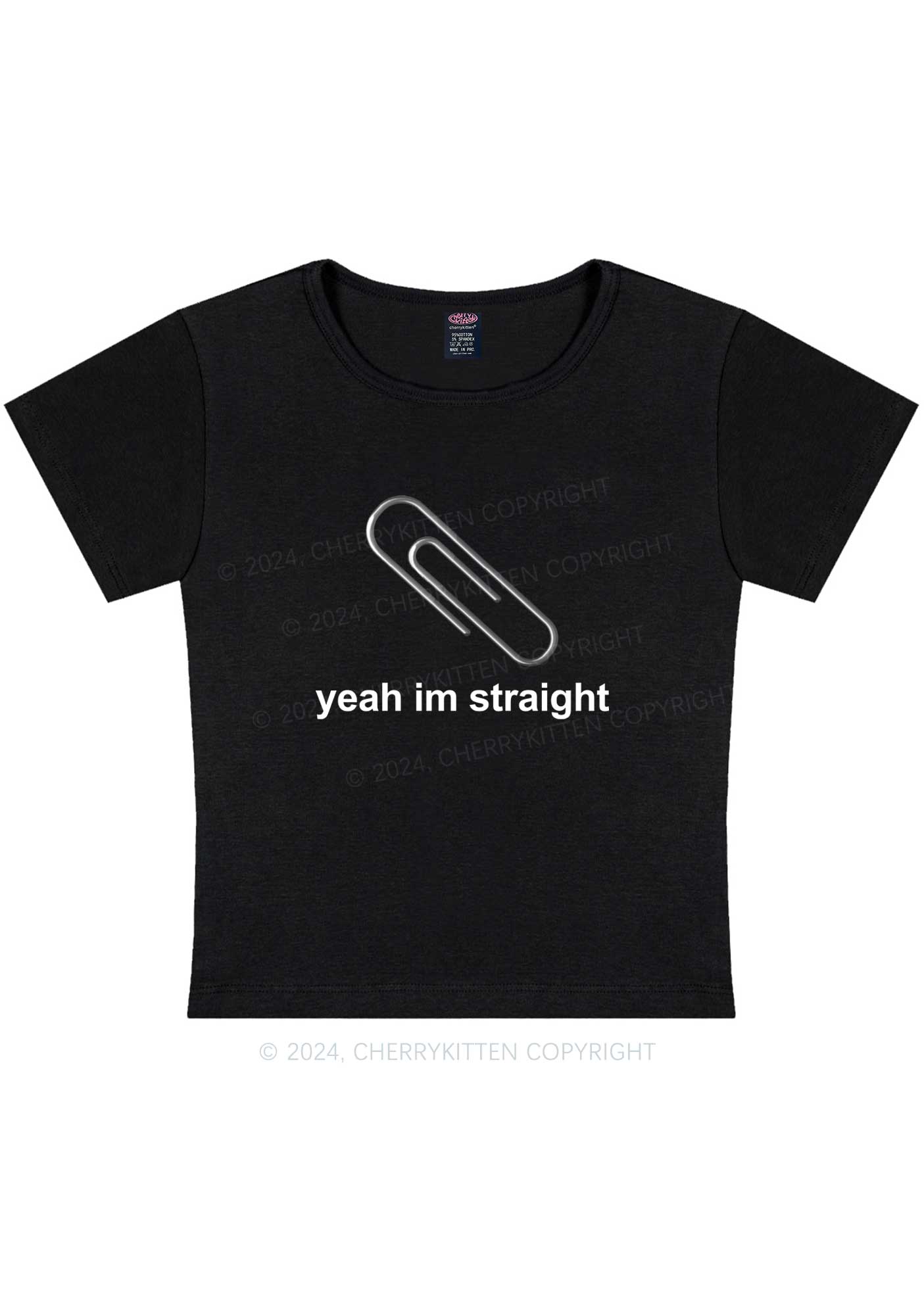 Curvy Yeah Im Straight Y2K Baby Tee Cherrykitten