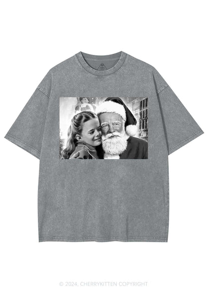 Christmas Santa Girl Y2K Washed Tee Cherrykitten