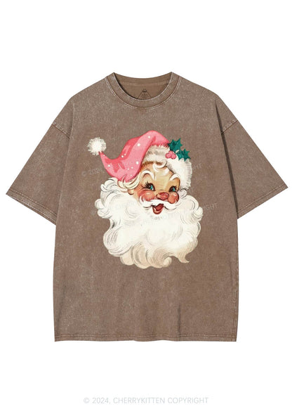 Christmas Pink Santa Y2K Washed Tee Cherrykitten