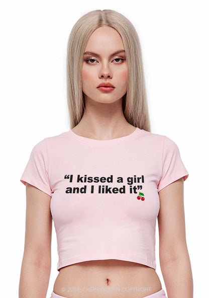 I Kissed A Girl Y2K Baby Tee Cherrykitten