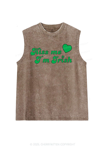 Kiss Me I'm Irish St Patricks Y2K Washed Tank Cherrykitten