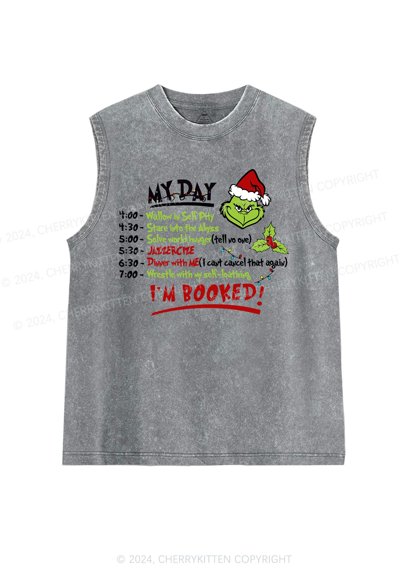 Christmas My Day I'm Booked Y2K Washed Tank Cherrykitten